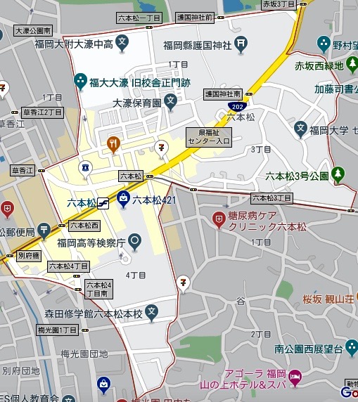 福岡六本松周辺の地図